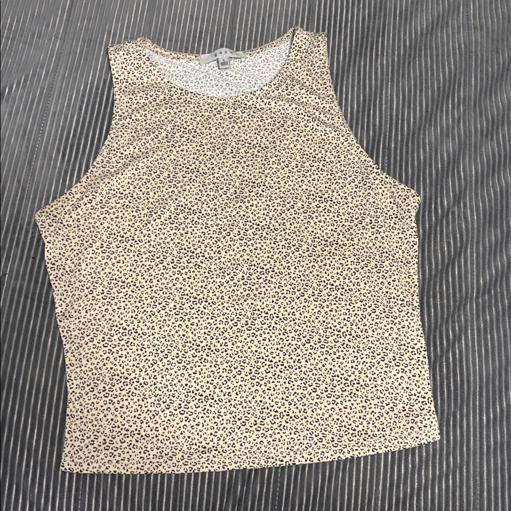 Gaze Large Cheetah Dainty Print Animal Tan Blk High Neck Scoop Sexy Casual Fall